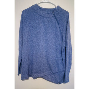 T by Talbots Pullover Sweatshirt Women’s L Blue Animal Print Zip Collar Active